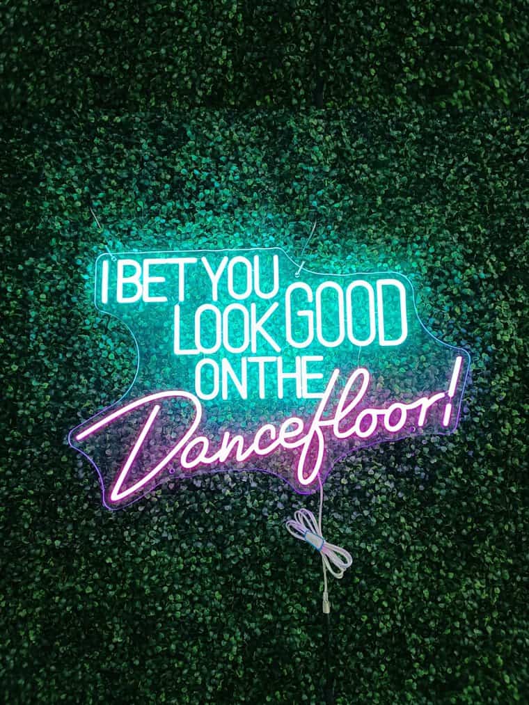 custom neon sign in business interior