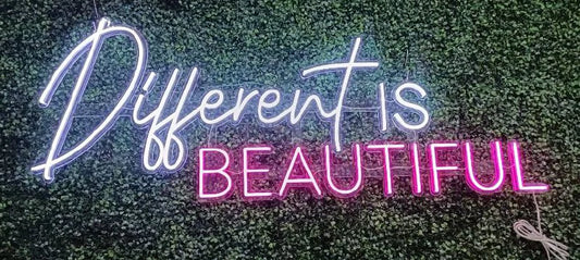 different is beautiful neon sign