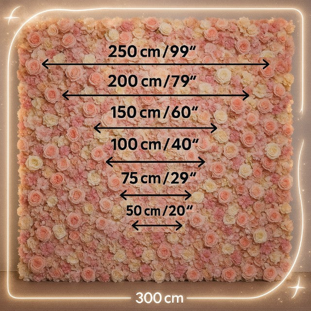 Flower wall neon size reference