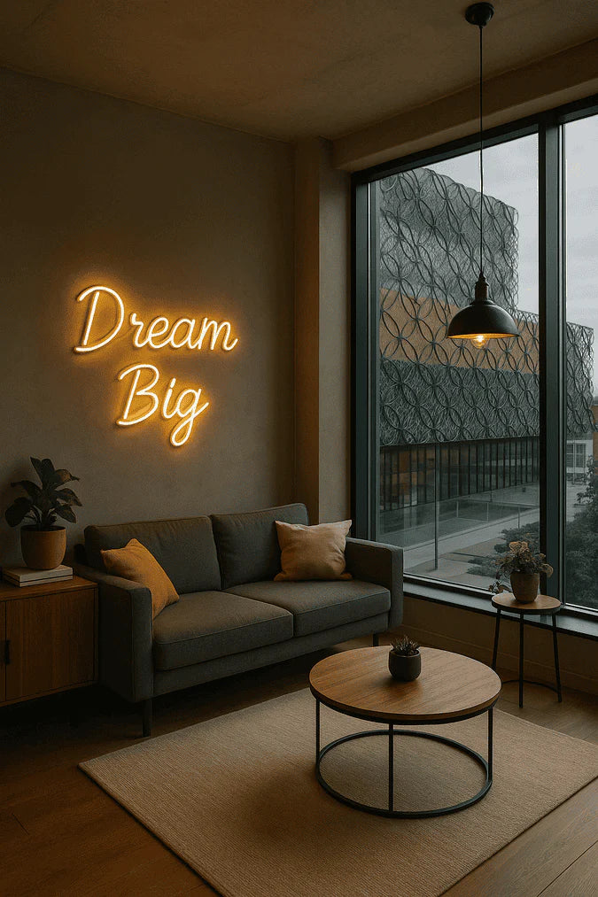 custom neon sign in business interior