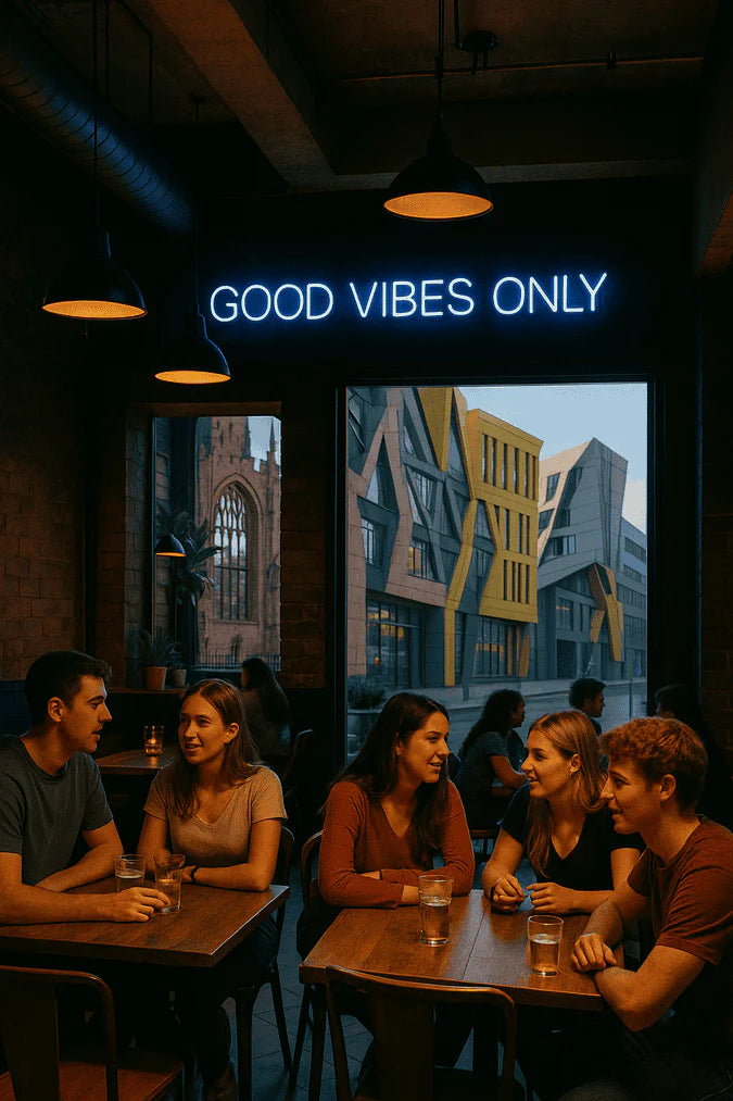 custom neon sign in business interior