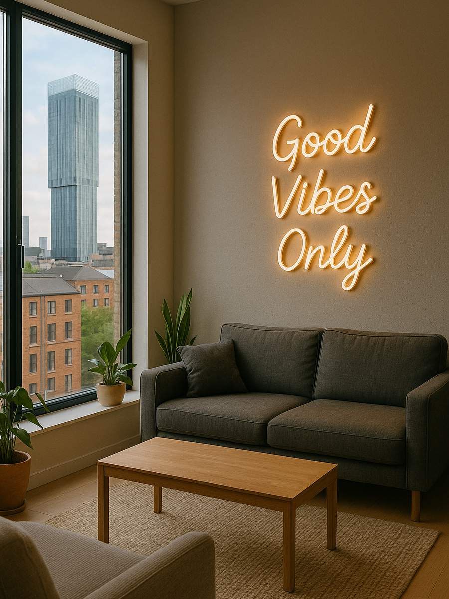 custom neon sign in business interior