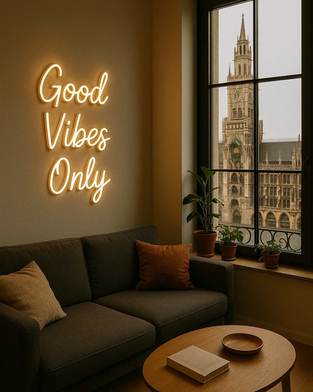 custom neon sign in business interior