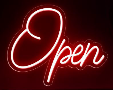 Open neon sign