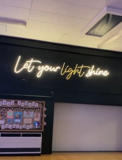 lifestyle brand neon sign case studies motivational neon sign Let Your Light Shine LED neon wall feature lifestyle space branding interior display