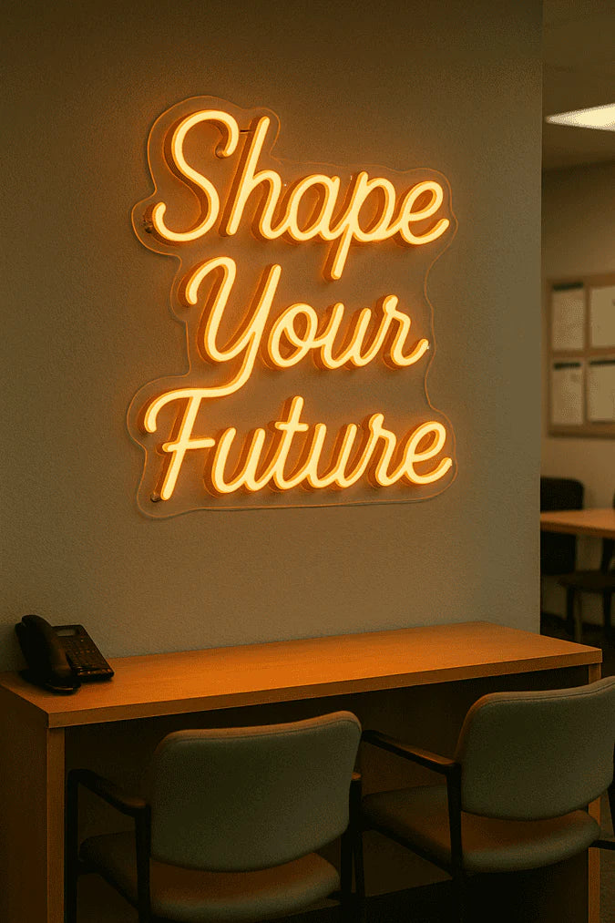 custom neon sign in business interior