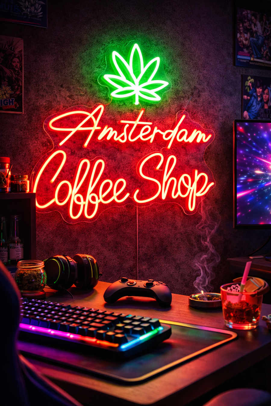 custom neon sign in business interior