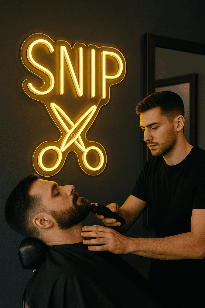 custom neon sign in business interior