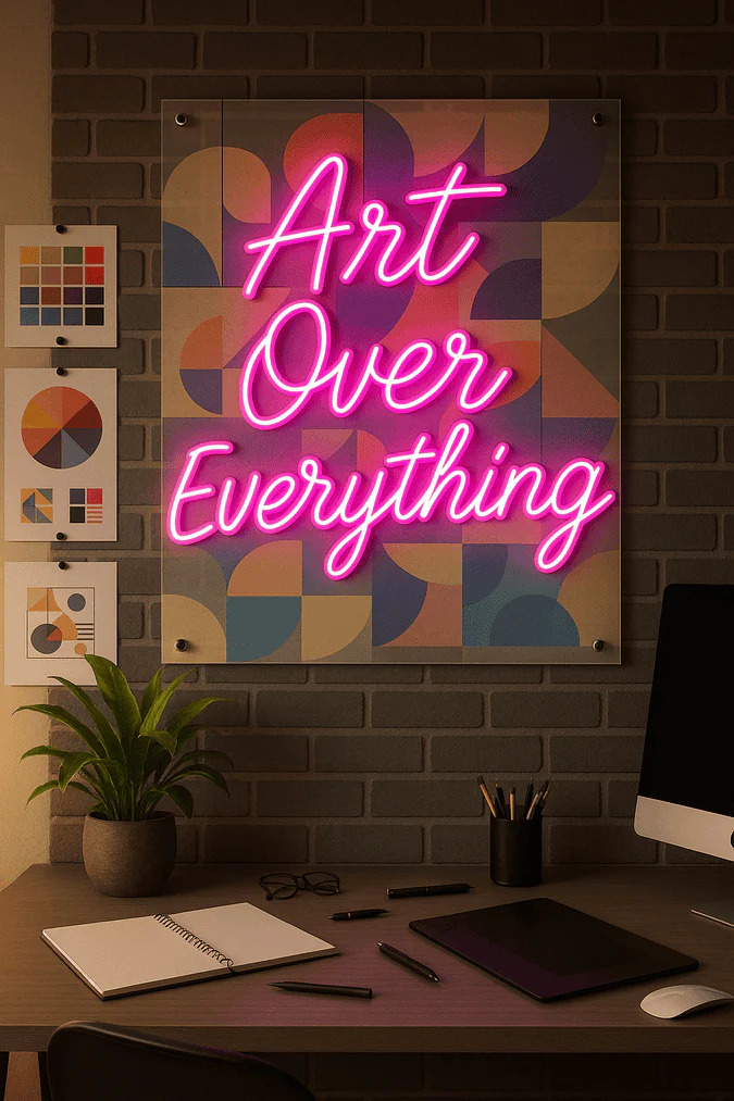 custom neon sign in business interior