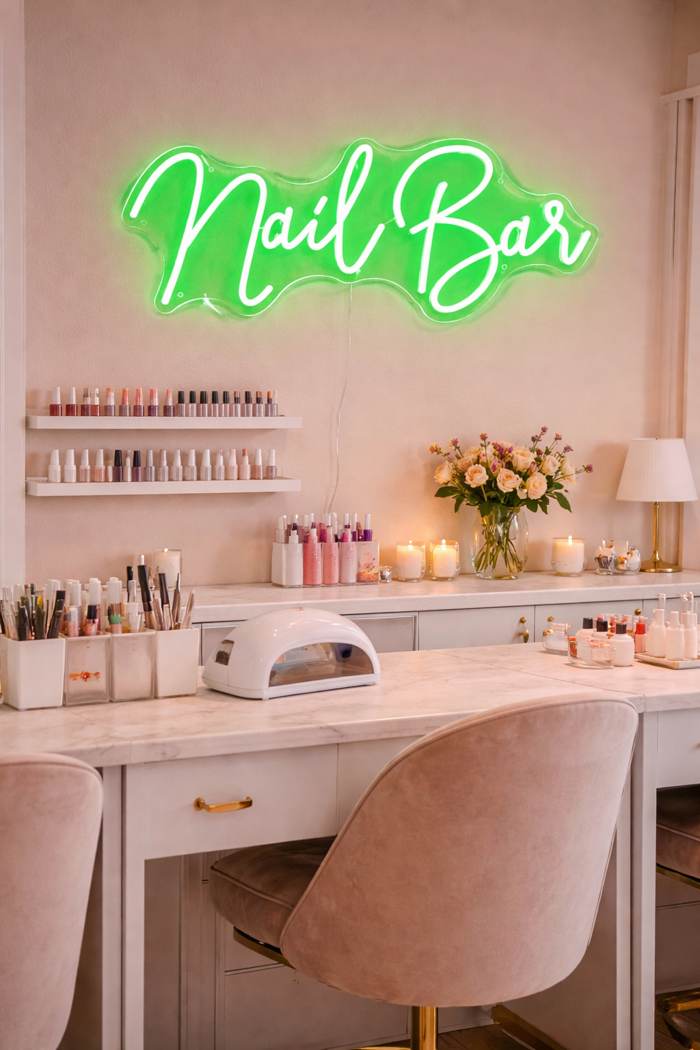 custom neon sign in business interior