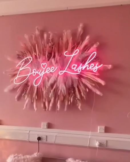 Neon Sign Ideas for Boujee Lashes of Coventry in Light Pink LED Neon