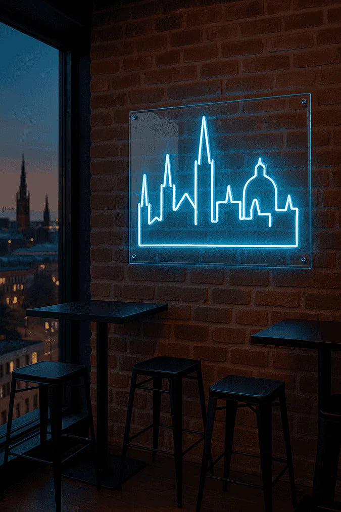 custom neon sign in business interior