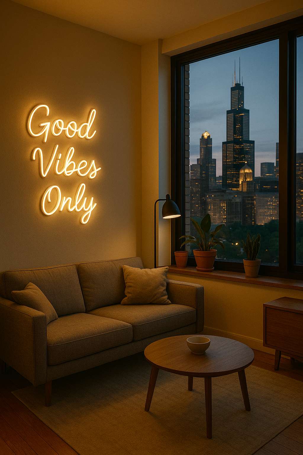 custom neon sign in business interior