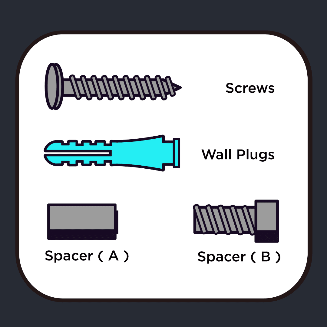 LED neon sign installation kit with spacers, screws and wall plugs for easy wall mounting