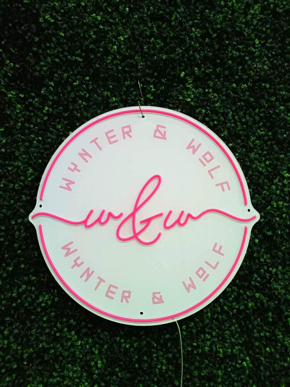 custom neon sign in business interior