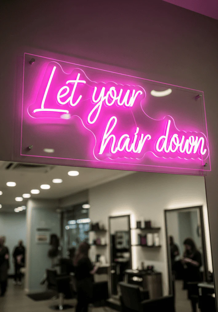 custom neon sign in business interior