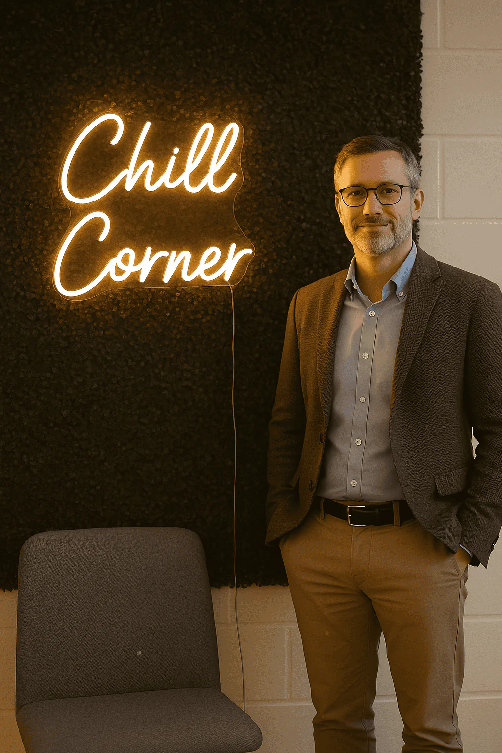 custom neon sign in business interior