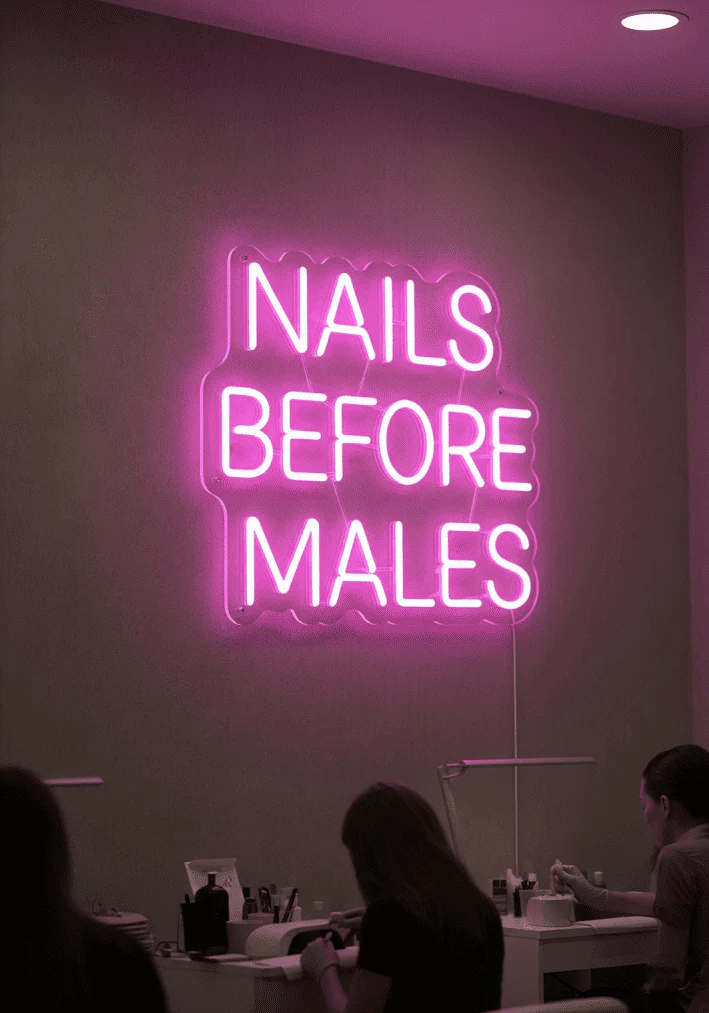 custom neon sign in business interior