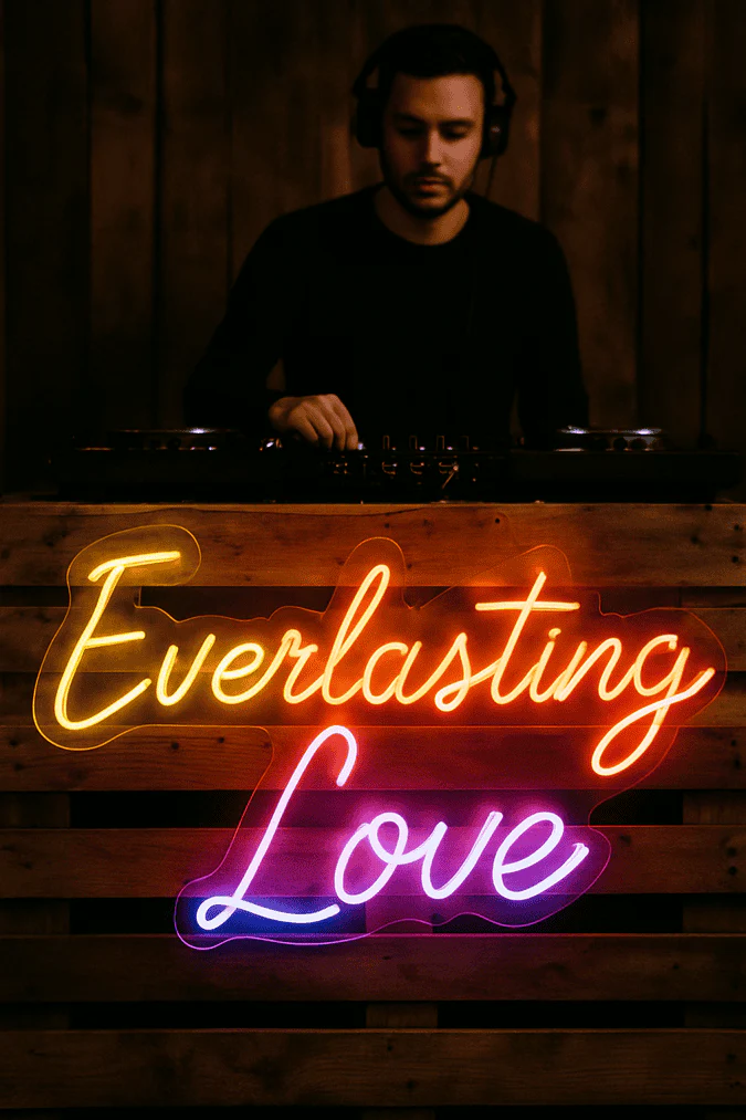 custom neon sign in business interior