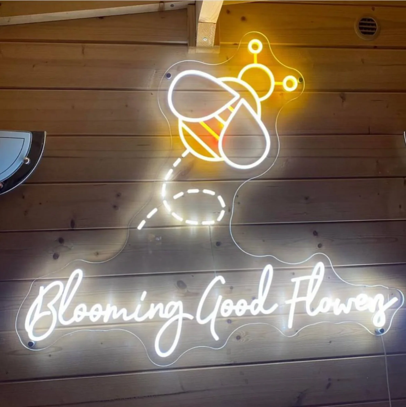 custom neon sign in business interior