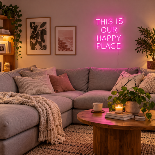 This is our happy place Neon Sign