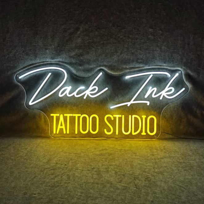 Neon sign ideas for dack ink tattoo studio who will never look dack