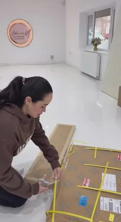 Marnie Simpson from Geordie Shore installing pink script custom neon sign “Life isn’t perfect but your nails can be” by Neon Now – Custom Neon Signs